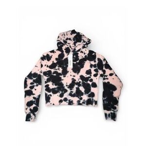 525 Revolve Brn in Brkln Pink and Black Tie-Dye Cropped Hoodie M